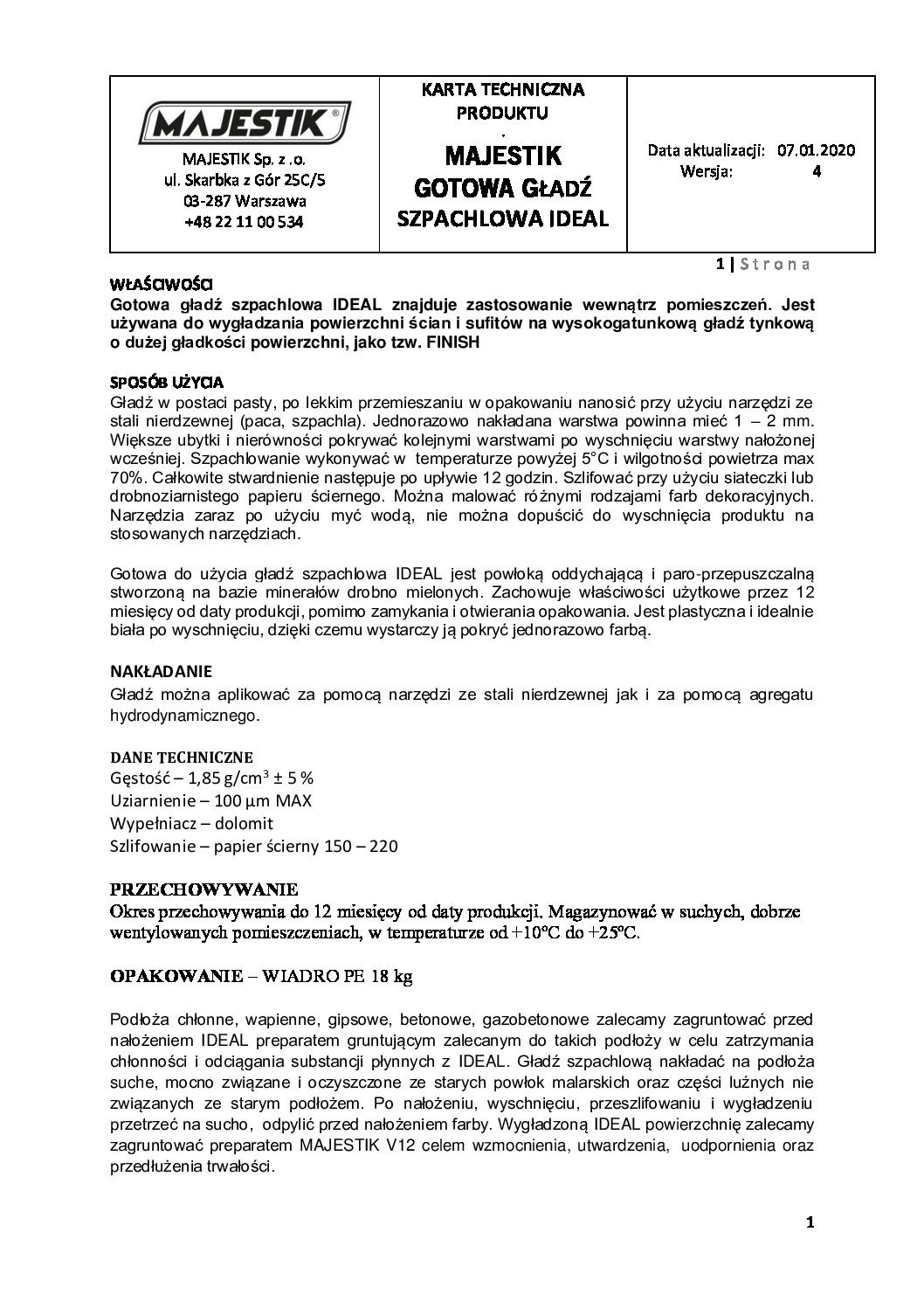 MAJESTIK gładź szpachlowa IDEAL - obrazek 3