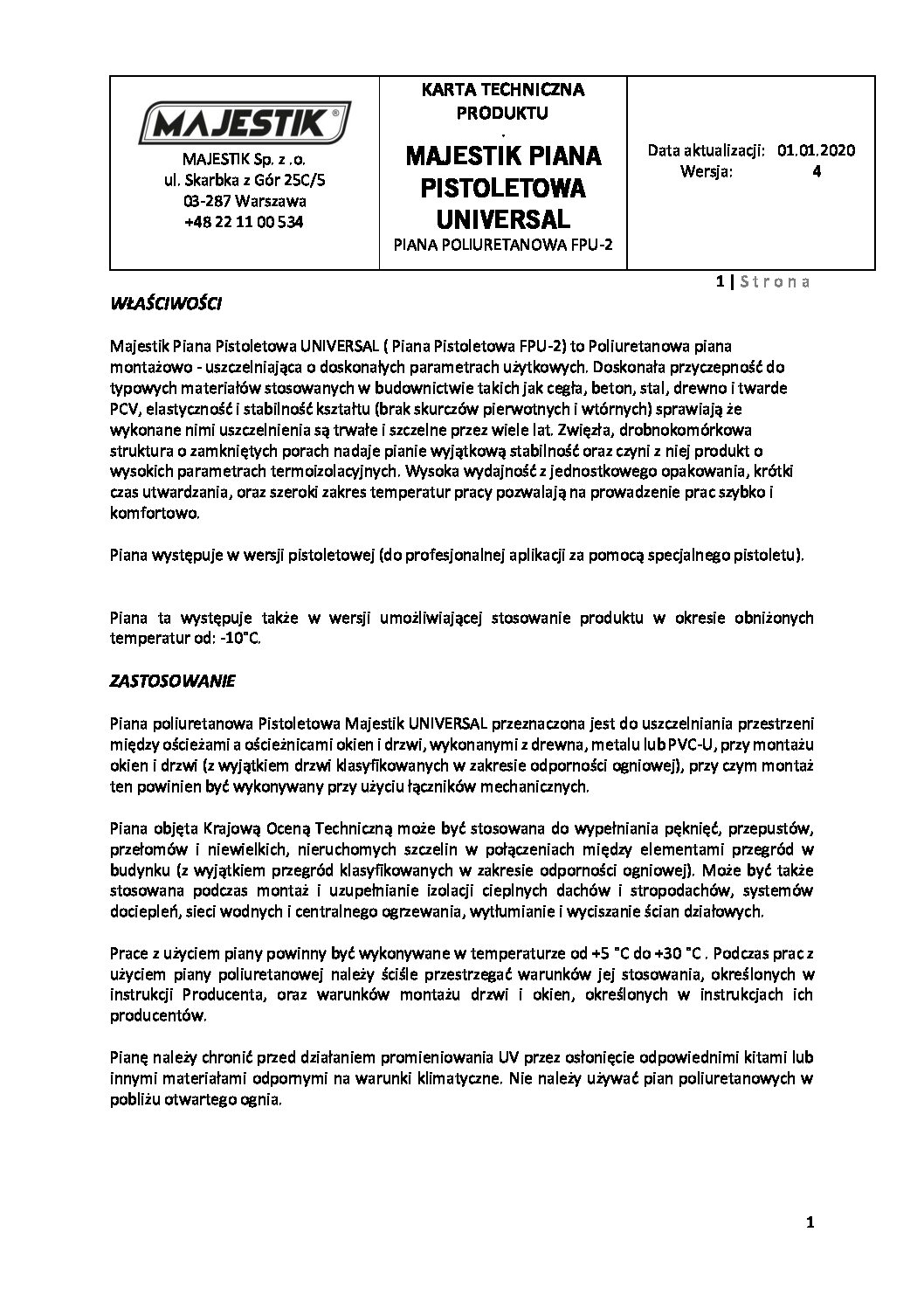 MAJESTIK Piana pistoletowa UNIVERSAL - obrazek 3