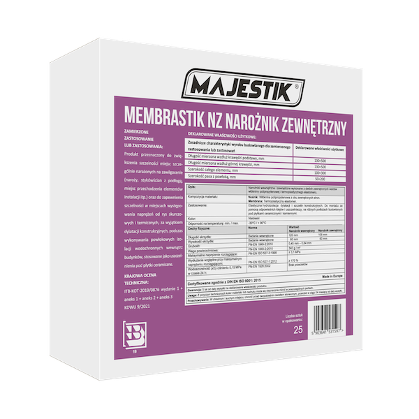 MAJESTIK Membrastik NZ Narożnik zewnętrzny Premium i NW Narożnik wewnętrzny Premium